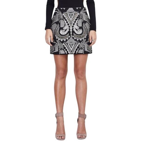 Rouge! Dresses & Skirts - Y2K Rouge Black Mini Skirt Tribal Embroidered Party Skirt Metallic Size 6 Black